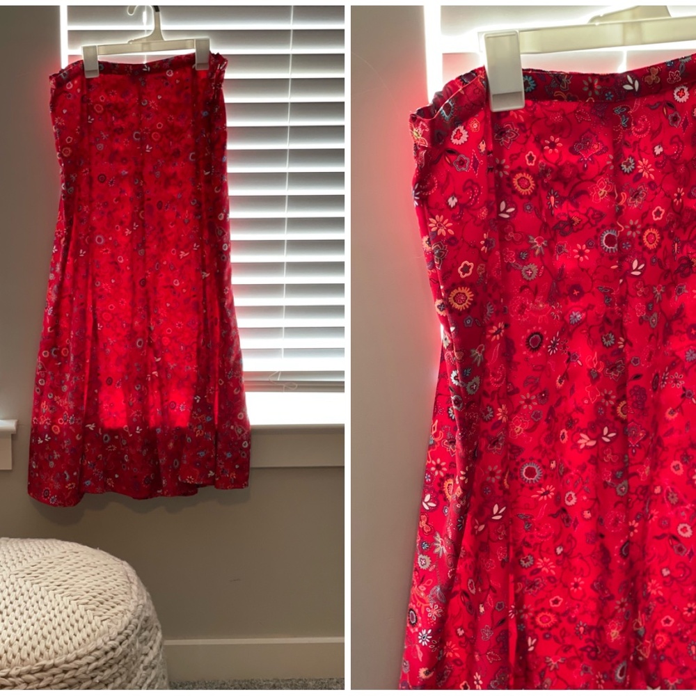 Vintage red floral maxi skirt sz8 Christopher&Banks